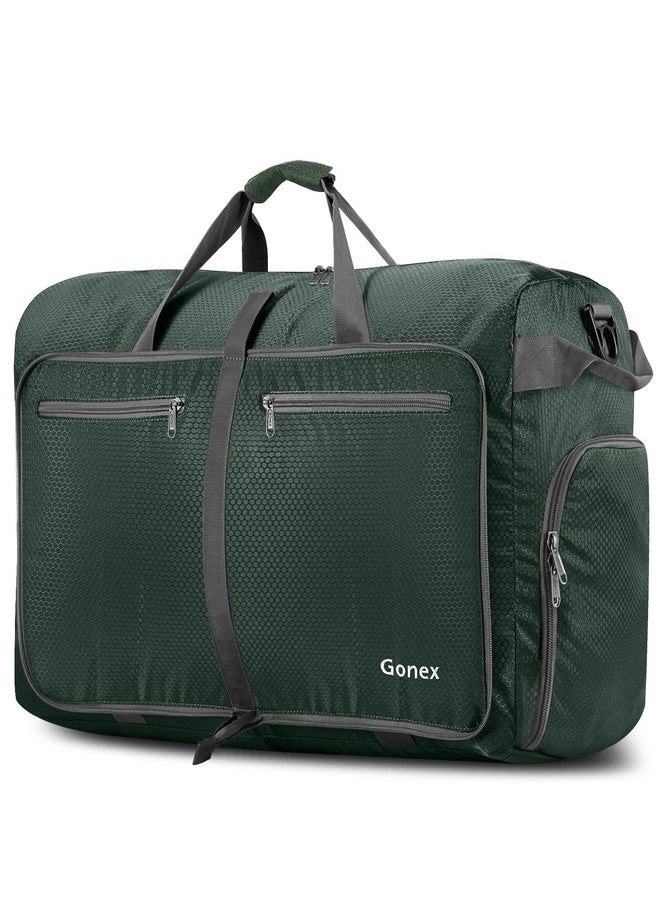 Gonex 80L Packable Travel Duffle Bag Foldable Duffel Bags for Luggage Gym Sports Camping Travelling Cycling Storage Shopping Water & Tear Resistant Dark Green - Image 1